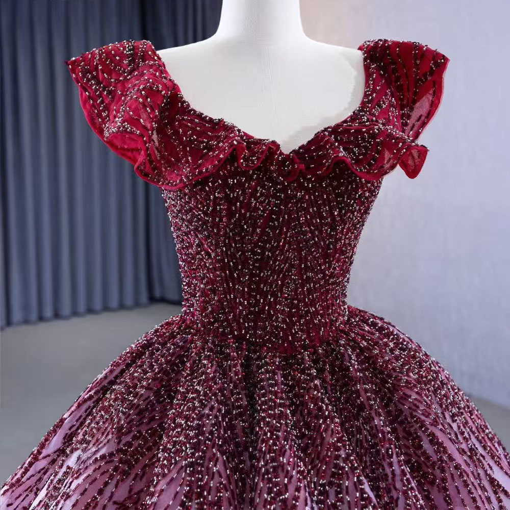Embroidery Organza - Vestido de noche con cuello redondo