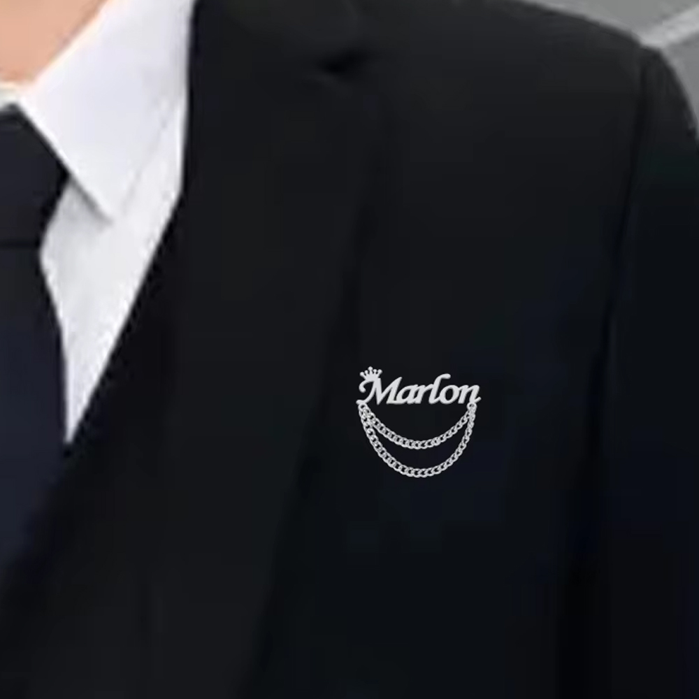 Embroidery Names - Broche con nombre personalizado, alfileres de