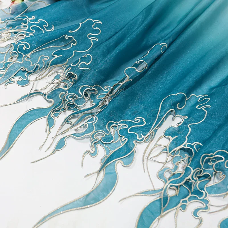 Embroidery Skirt - Tela con Bordado Estilo Chino, Degradado