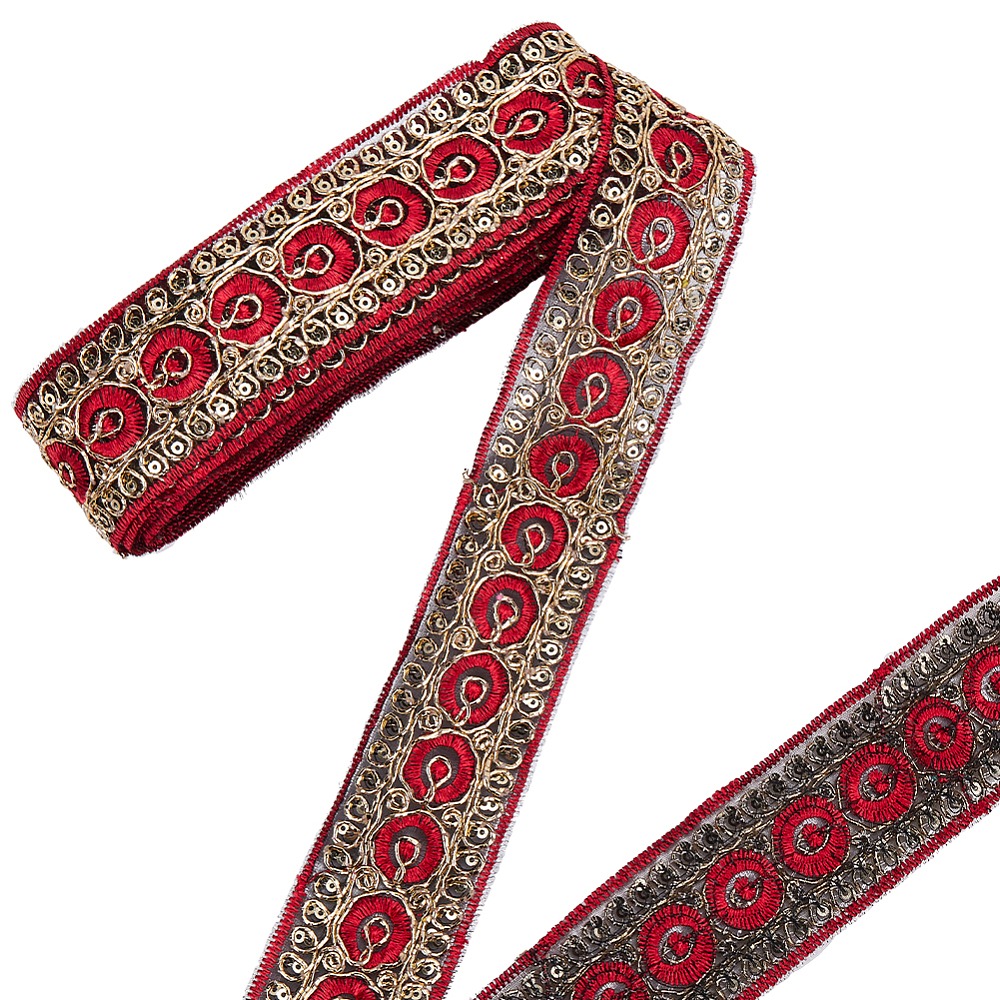 Embroidery Red - Cinta Bordada Roja de 10 Yardas