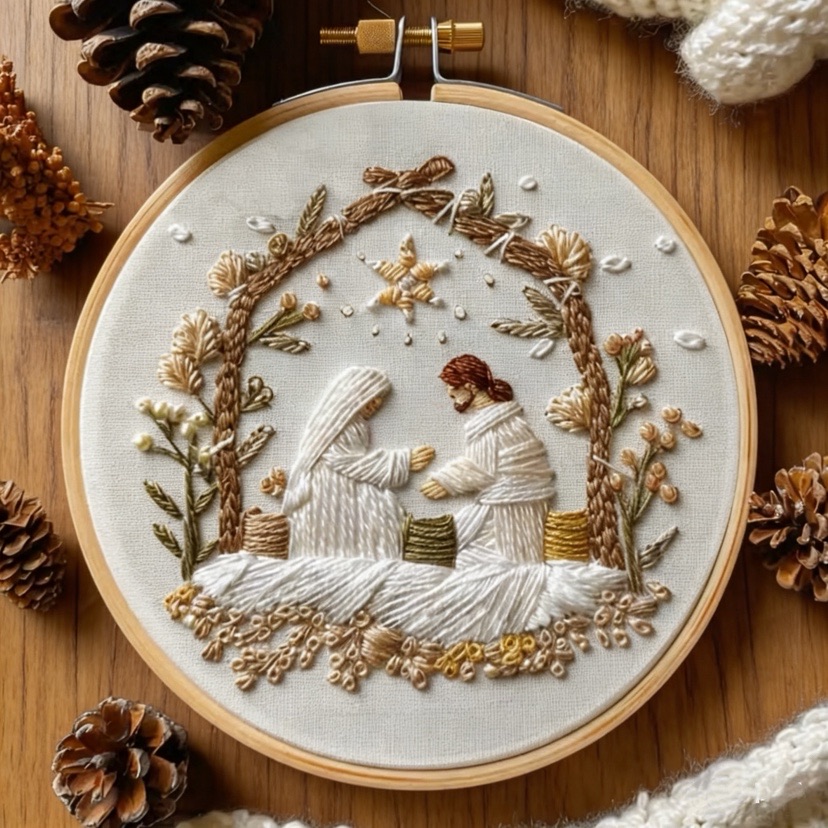Embroidery Daisy - Kit de bordado navideño de nacimiento