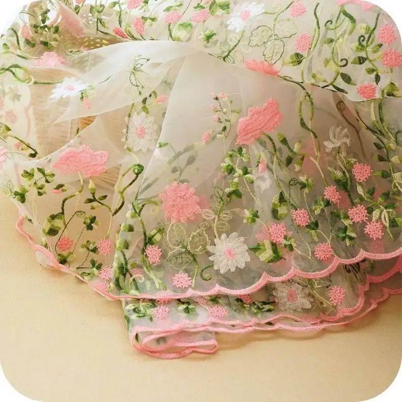 Embroidery Organza - Hermosa tela de encaje de Organza