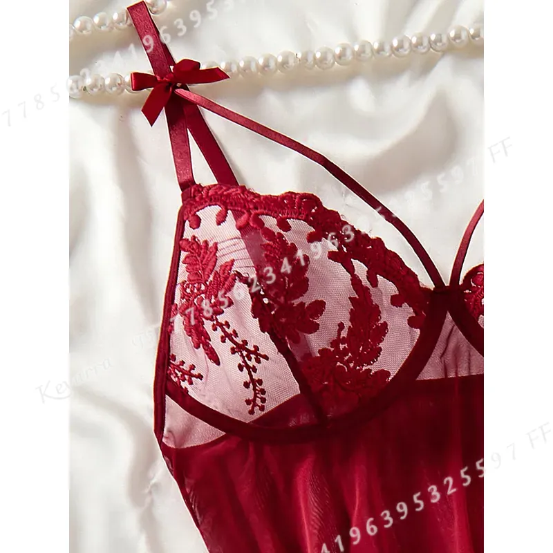 Camisón semitransparente para  - Embroidery Red reseña y precio