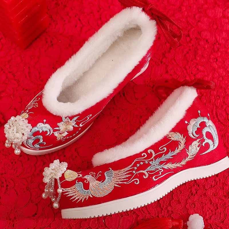 Zapatos Hanfu de invierno para - Embroidery Red reseña y precio
