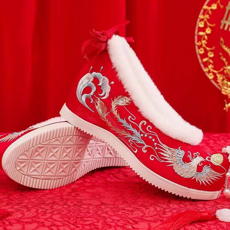 Zapatos Hanfu de invierno para - Embroidery Red reseña y precio