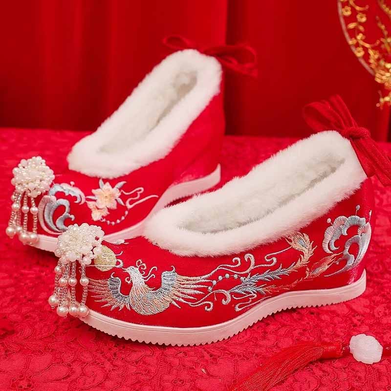 Zapatos Hanfu de invierno para - Embroidery Red reseña y precio