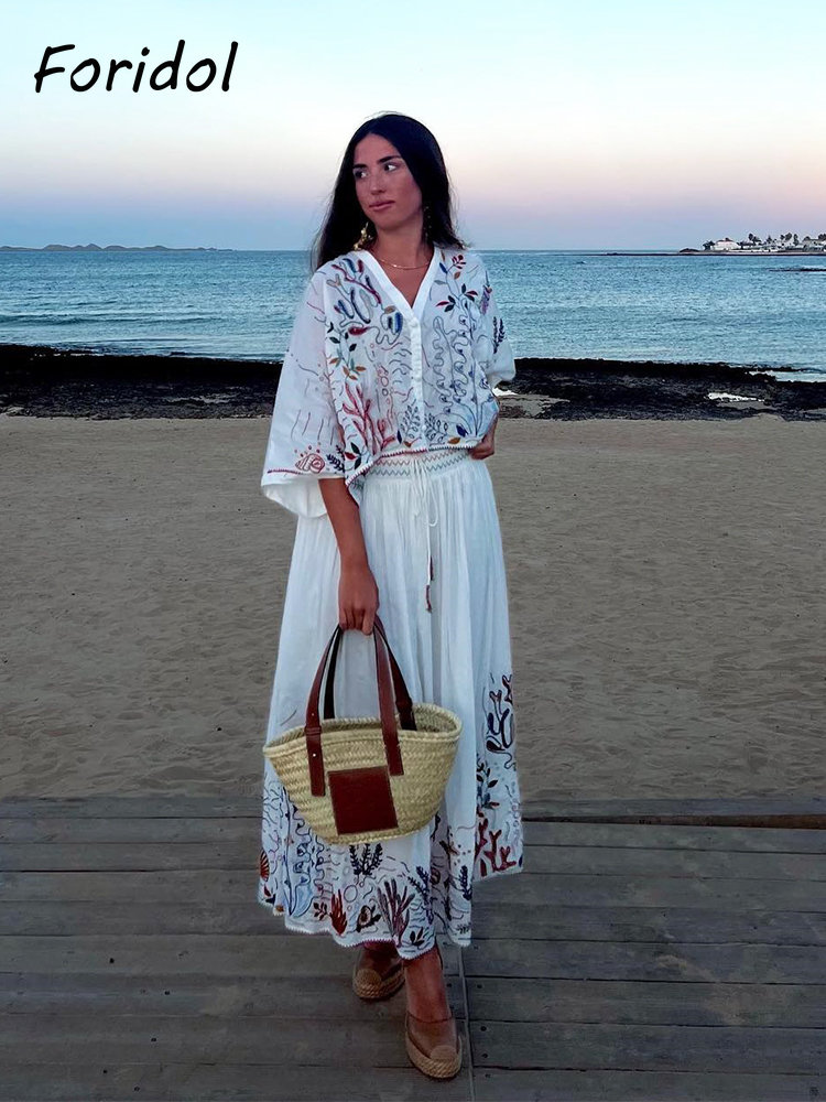 Foridol-Conjunto de Falda larg - Embroidery Skirt reseña y precio