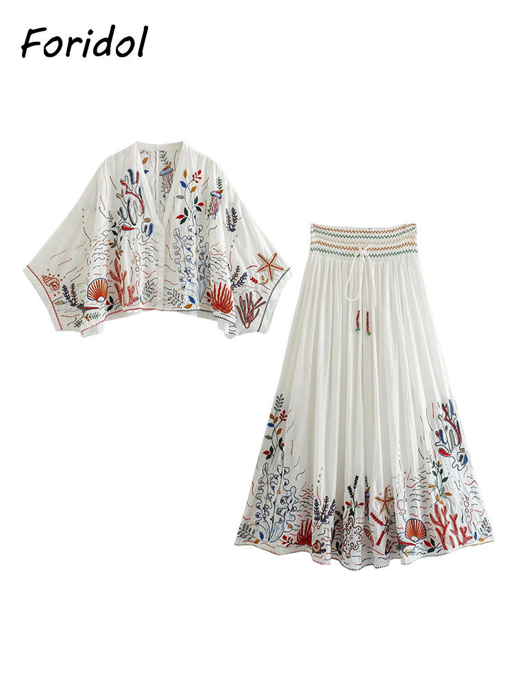 Foridol-Conjunto de Falda larg - Embroidery Skirt reseña y precio