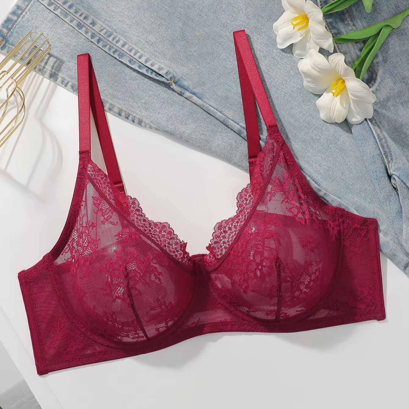 Sujetador de encaje rojo trans - Embroidery Red reseña y precio