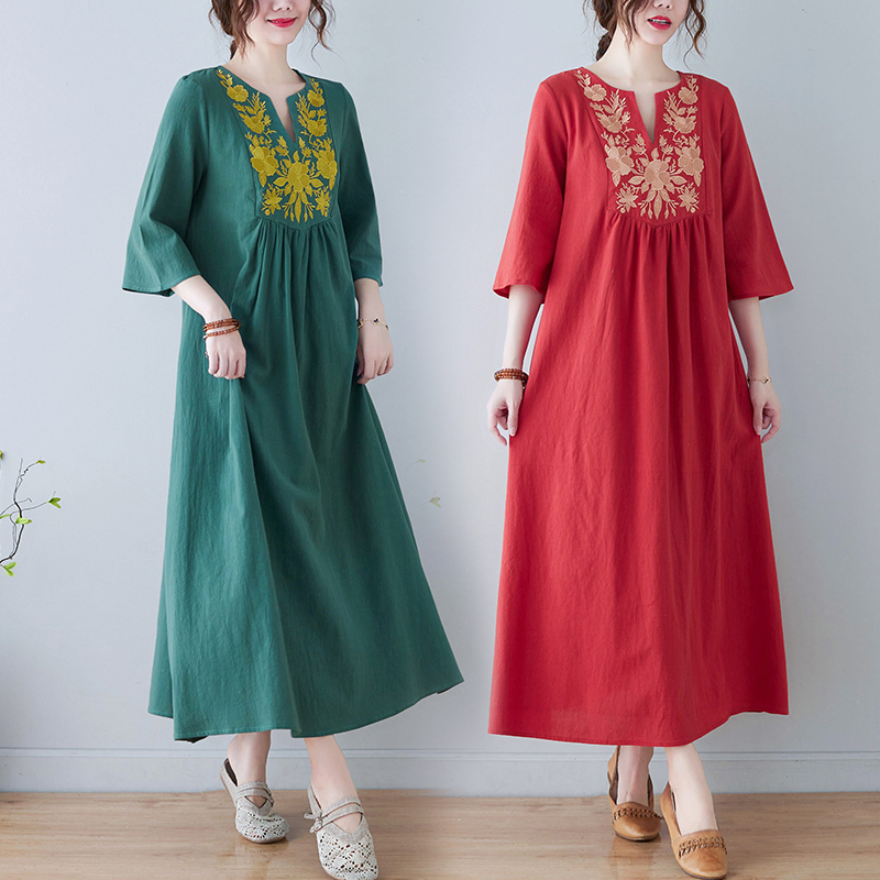 Nuevo Vestido Étnico Hoado con - Embroidery Skirt reseña y precio