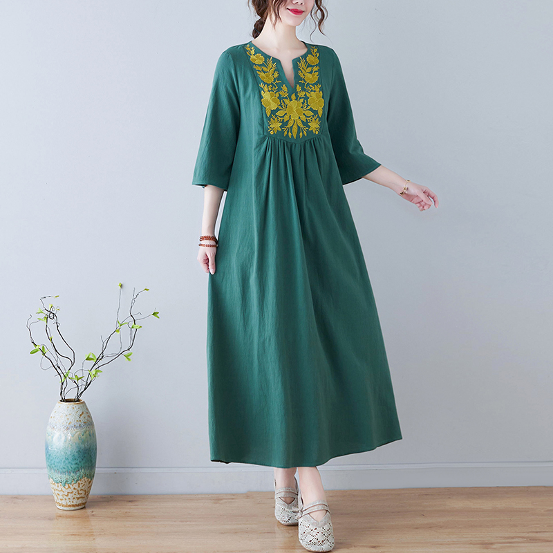 Nuevo Vestido Étnico Hoado con - Embroidery Skirt reseña y precio