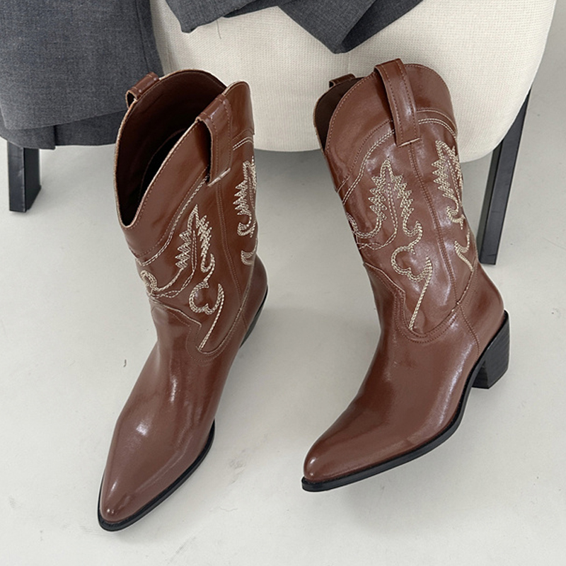 Botas occidentales de cuero ro - Embroidery Red reseña y precio