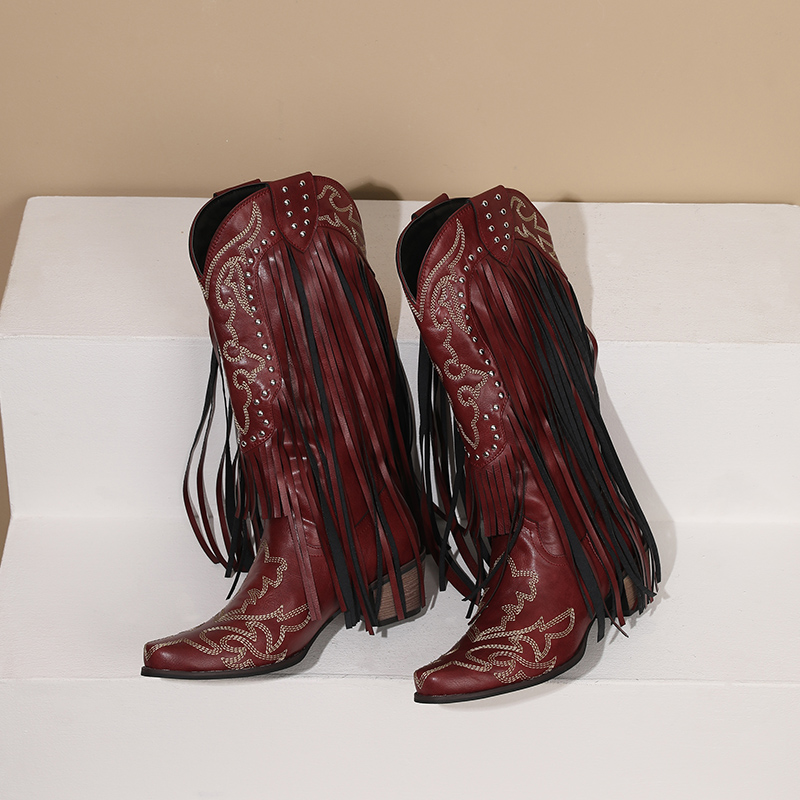 Botas de media pantorrilla de  - Embroidery Red reseña y precio