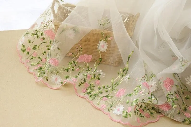 Hermosa tela de encaje de Orga - Embroidery Organza reseña y precio