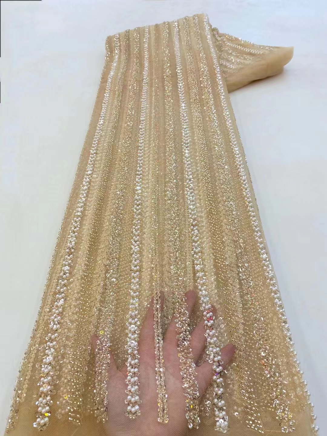Tela de encaje de tul nigerian - Embroidery Gradient reseña y precio