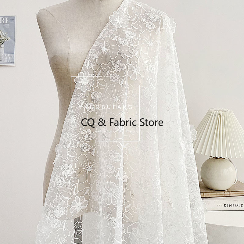 Tela de encaje bordado de dobl - Embroidery Organza reseña y precio