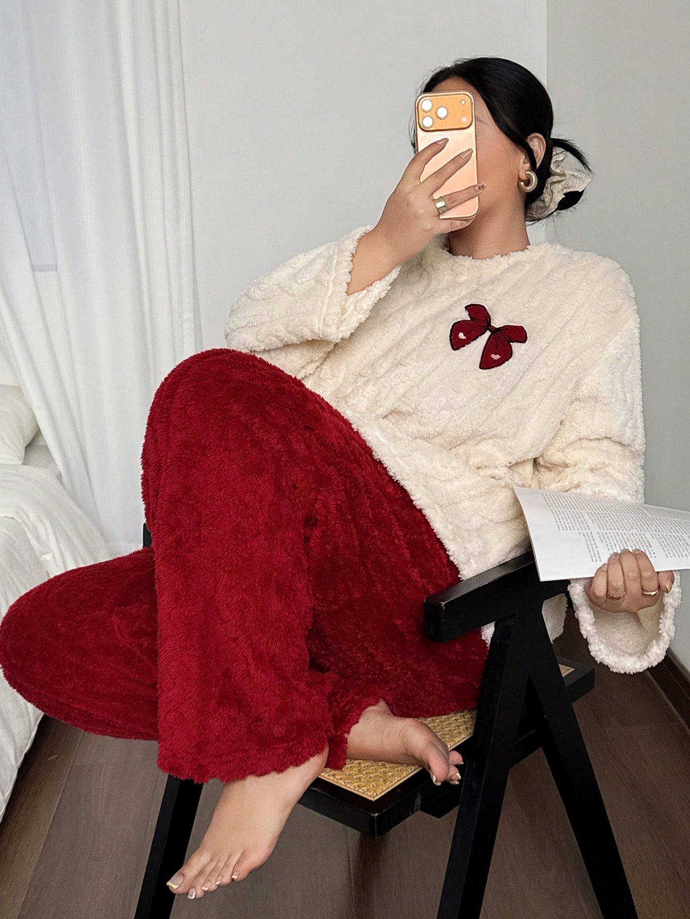 Pijamas de Franela Gruesa para - Embroidery Red reseña y precio